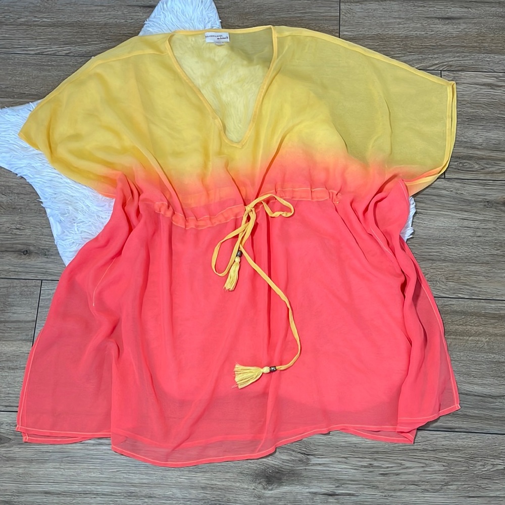 Beaches & Boho Nina Sheer Yellow/Orange Ombré Cover Up Size L/XL